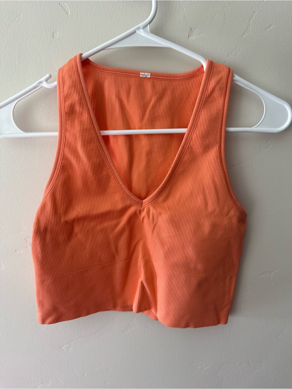 Athleta Coral Orange Ribbed V-Neck Tank